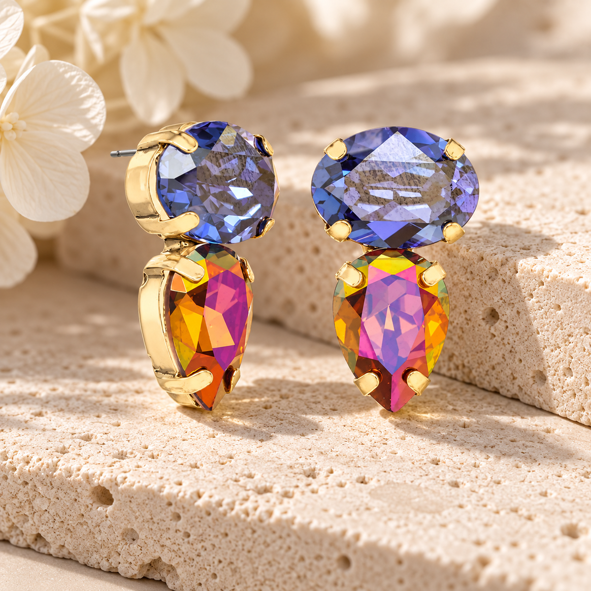 Mini Ally Earrings TOVA in Sapphire Champagne