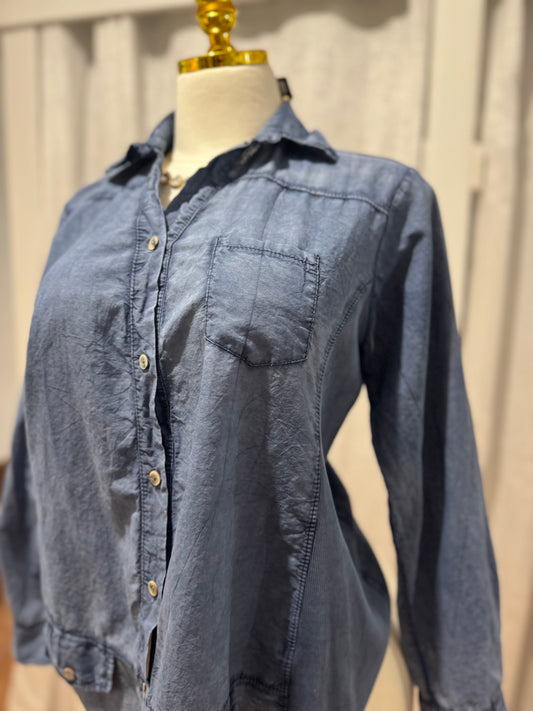Italian Long Slevee Denim Top