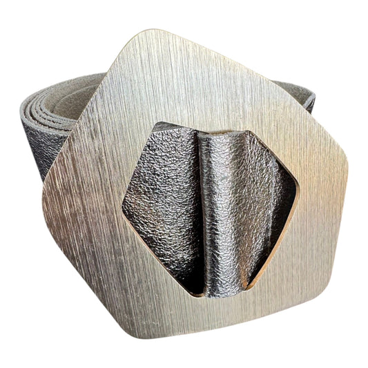 Metallic Gold Belt with Brushed Statement Buckle