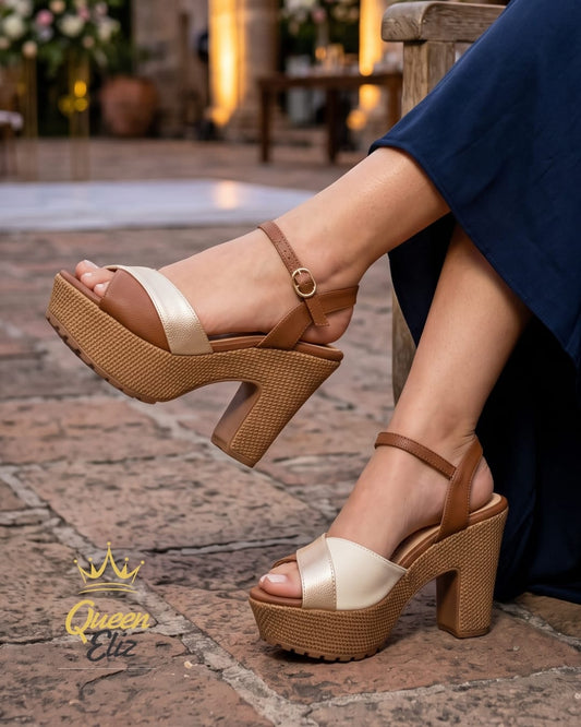 Queen Eliz Neutral Chic Platform Sandals