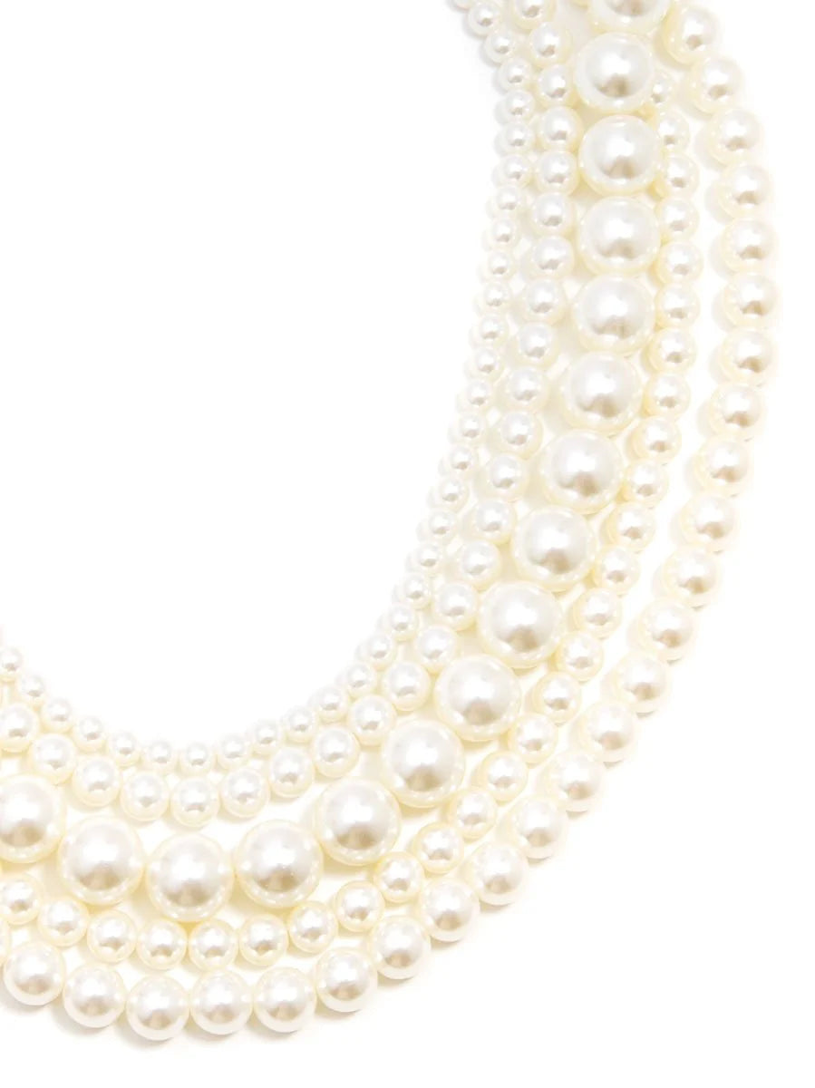 Collar Necklace Consisted Of 5 Strands Of Assorted Sized Beads