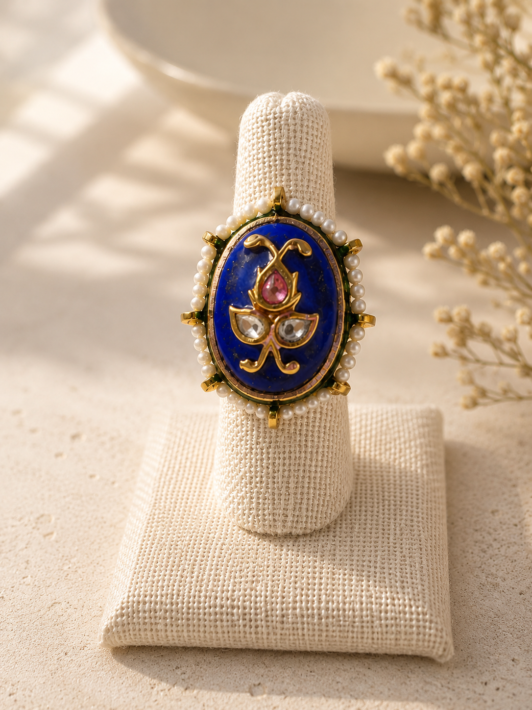 Nila Kundan Statement Ring