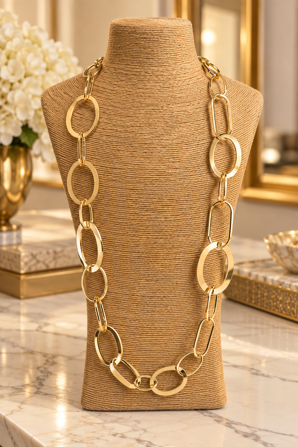 Modern Links Gold Statement Necklace