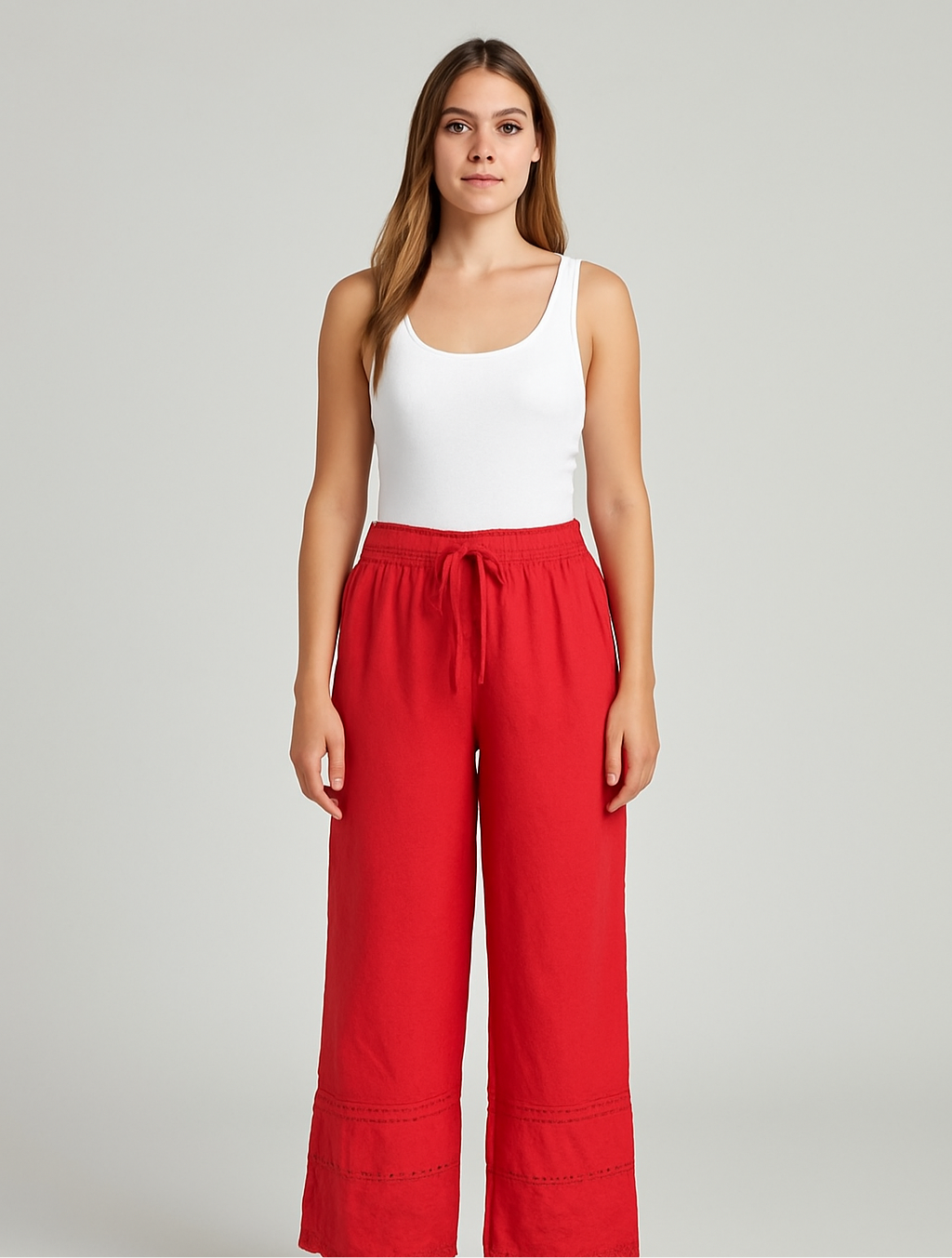 Linen Pants Sangallo in Coral