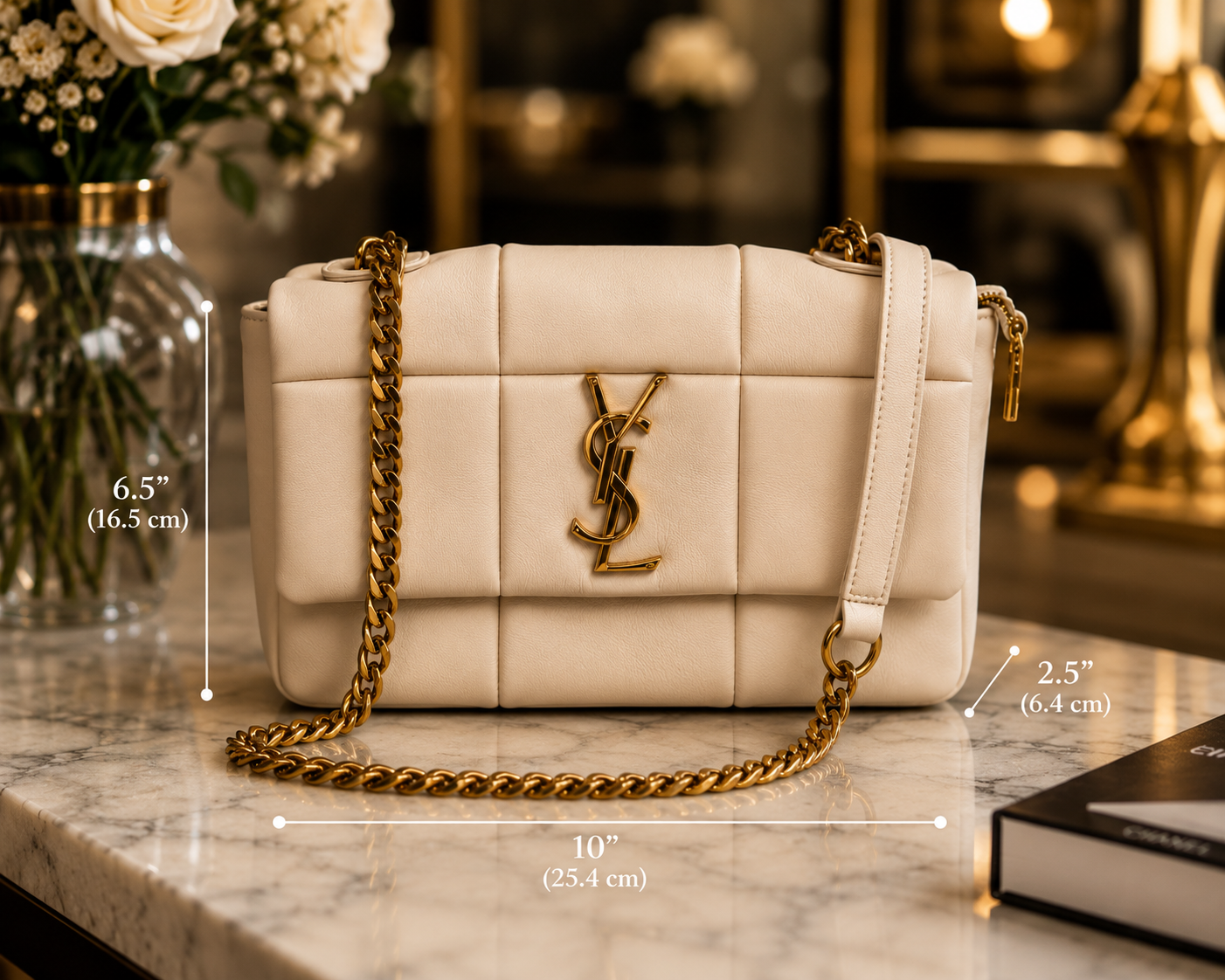 Compact Luxury designer inspired Bag in ivory