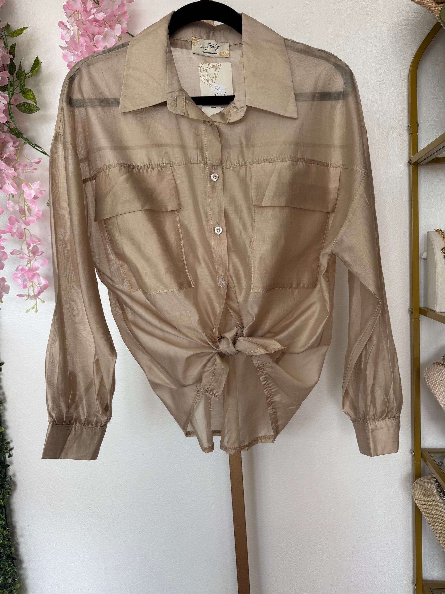Italian Button Down Shirt Gold