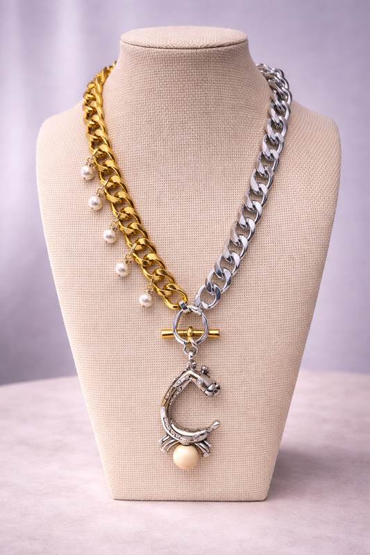 Giraffe Gold and Silver Necklace