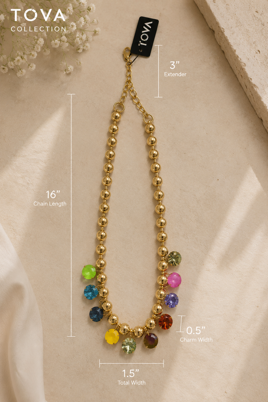 TOVA Anya Necklace in Antique Gold