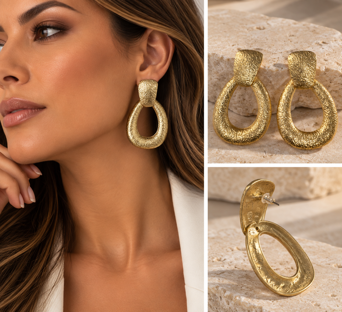 Sculpted Gold Statement Earrings