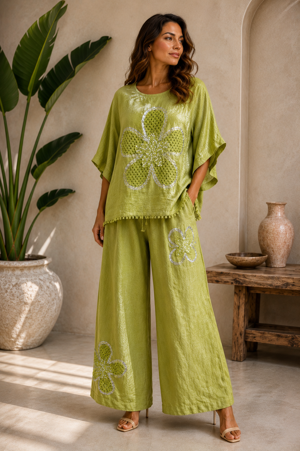 Lime Blossom Italian Linen Set