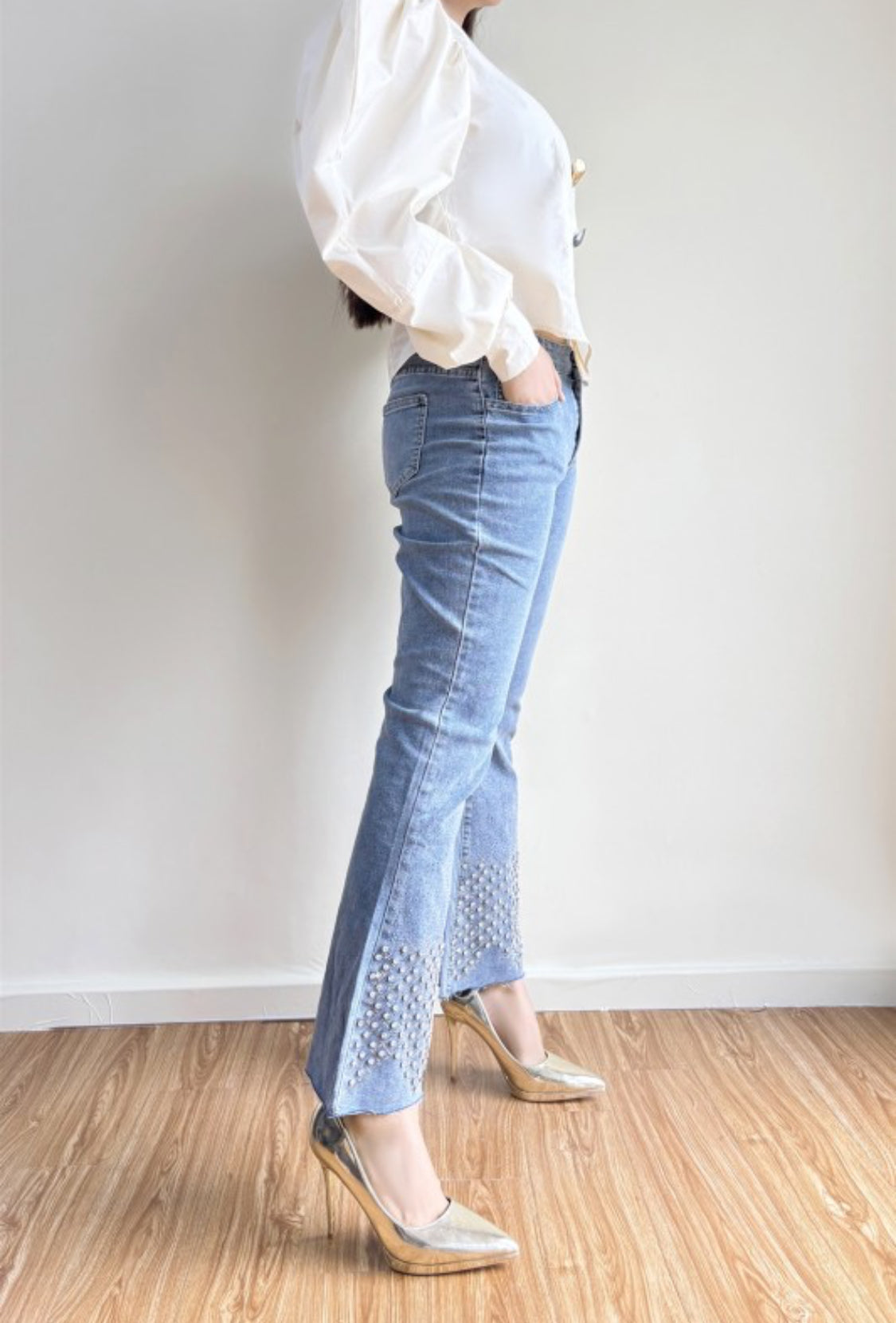 Flared Jean With Rhinestones