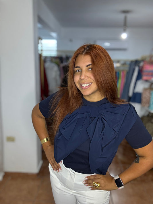 Top Bow Navy Blue Gracia