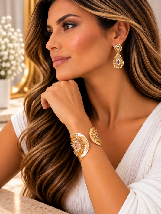 Amber Crystal Statement Jewelry Set