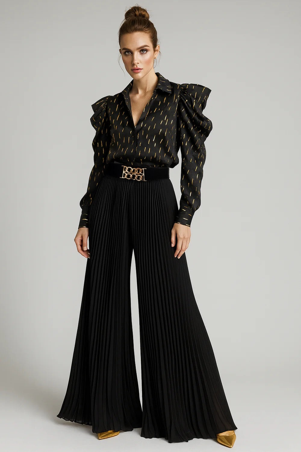 N by Nancy Palazzo Pleated Pants Black
