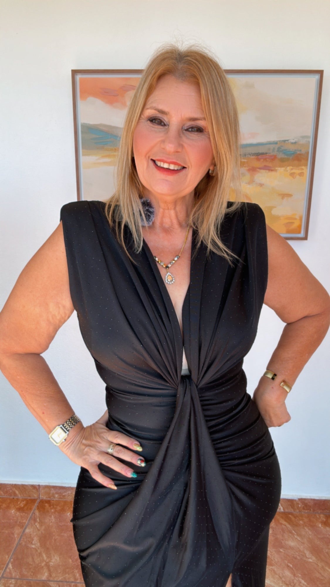 Italian Mini Rhinestones Accent Dress