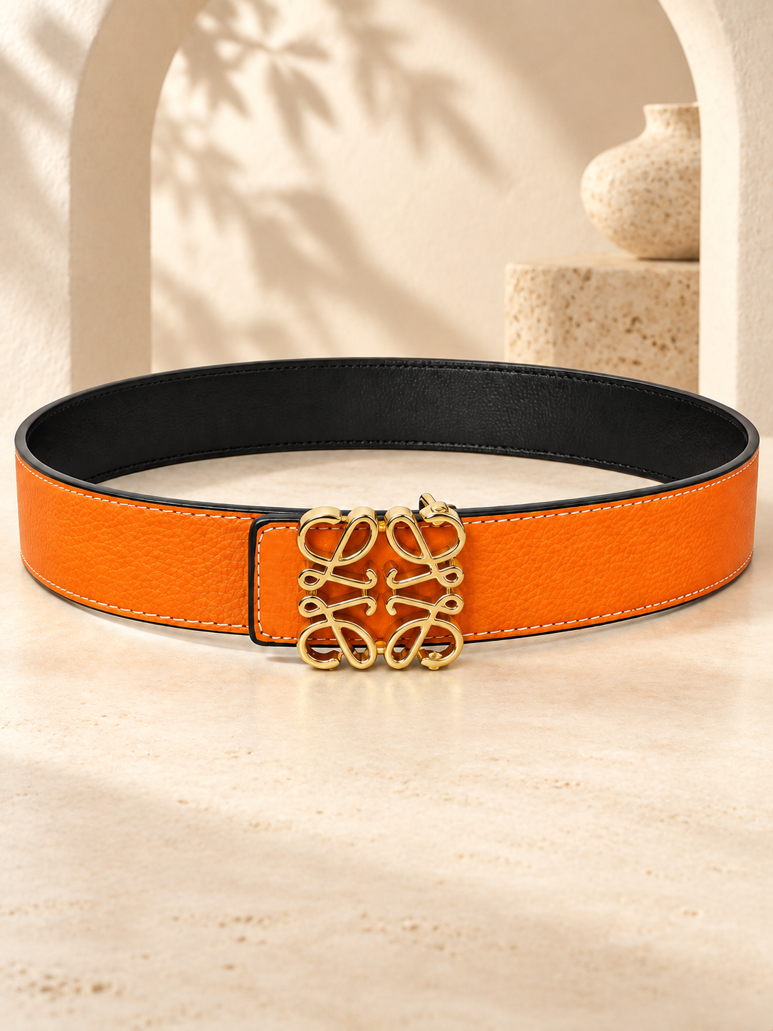 Anagram-Inspired Statement Belt Orange