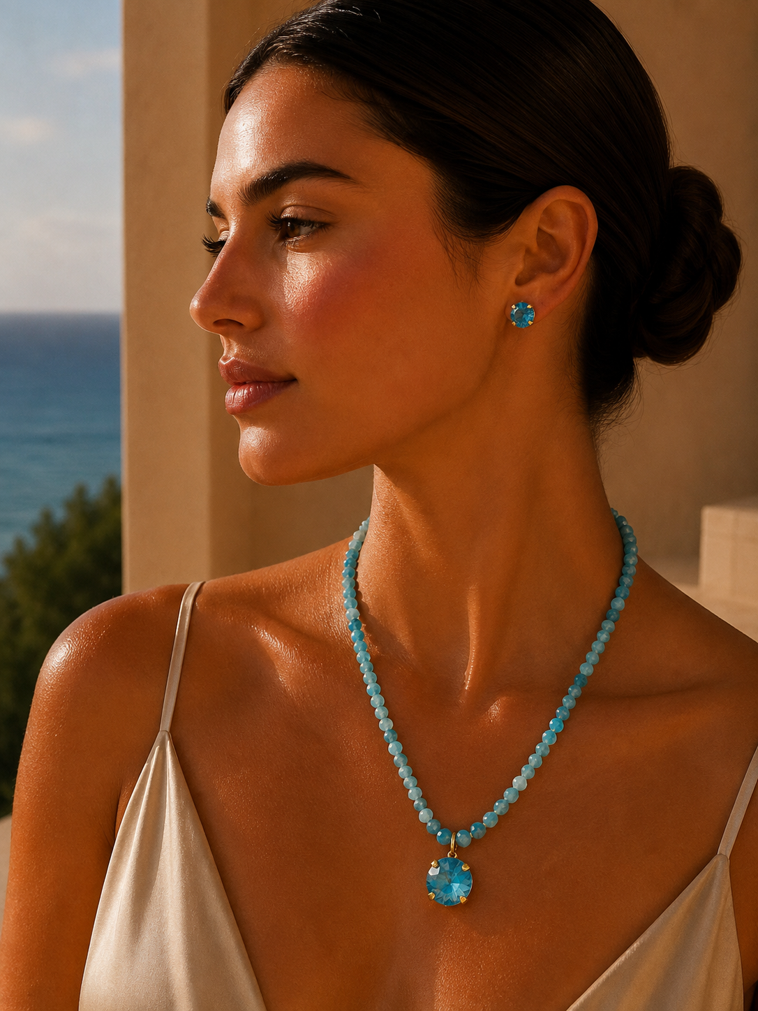 Basics Studs in Teal Ignite