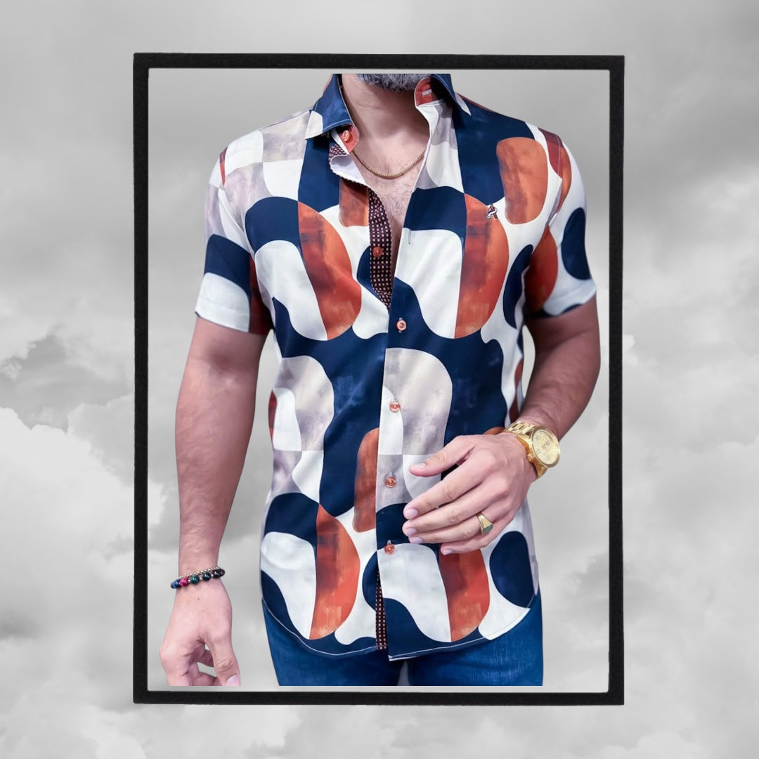 Addict Mens Multi Brown Shirt