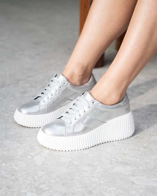 David Isaac Vintage Sneakers Metallic Silver