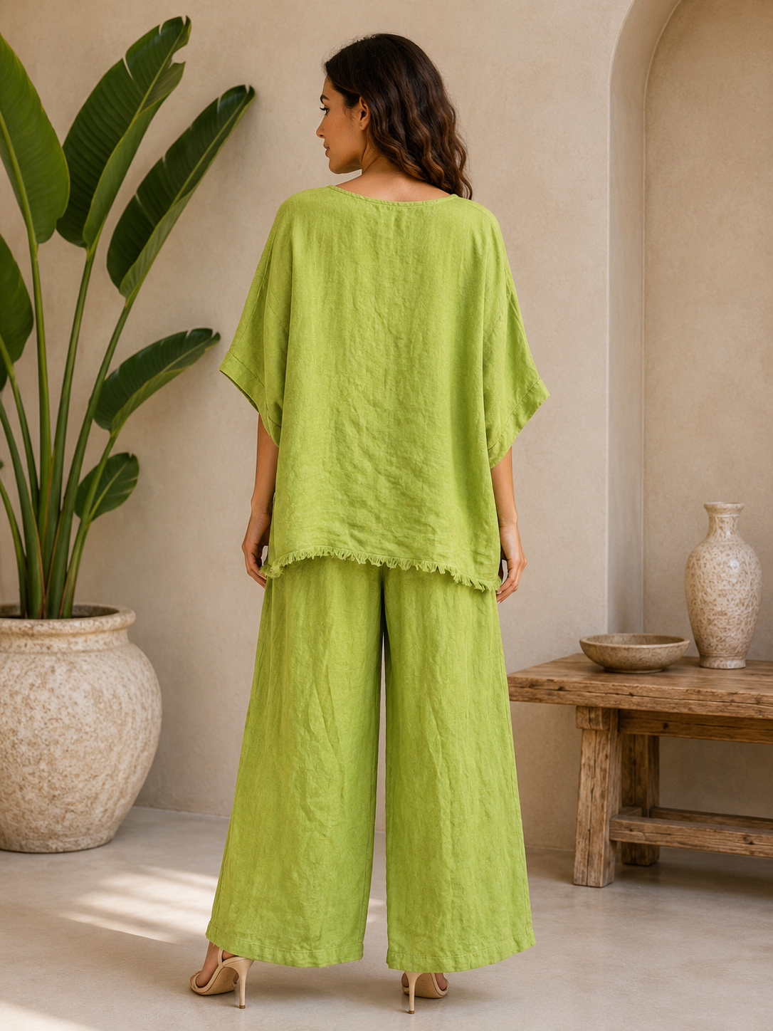 Lime Blossom Italian Linen Set
