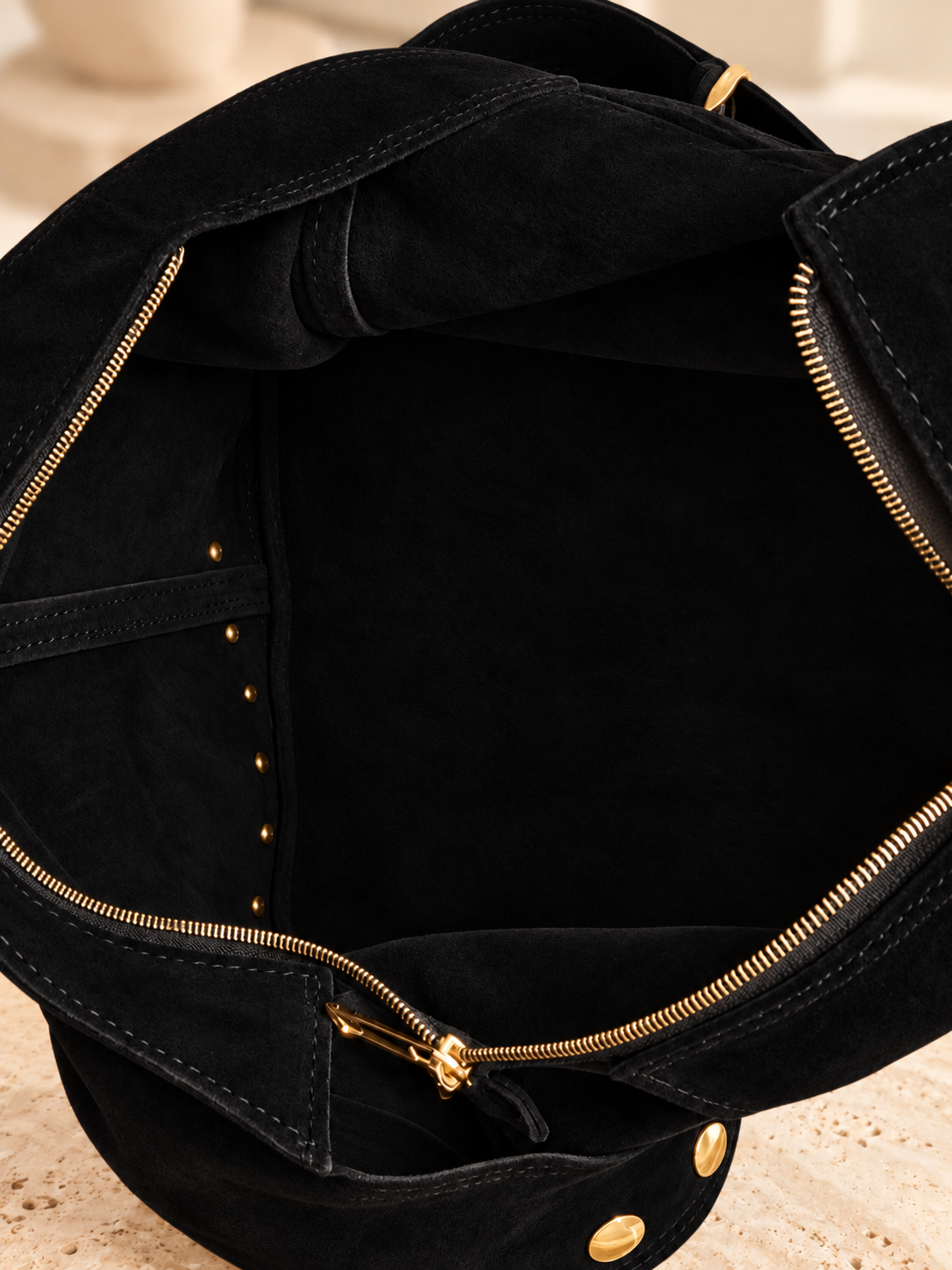 Black Gold Studded Hobo Bag