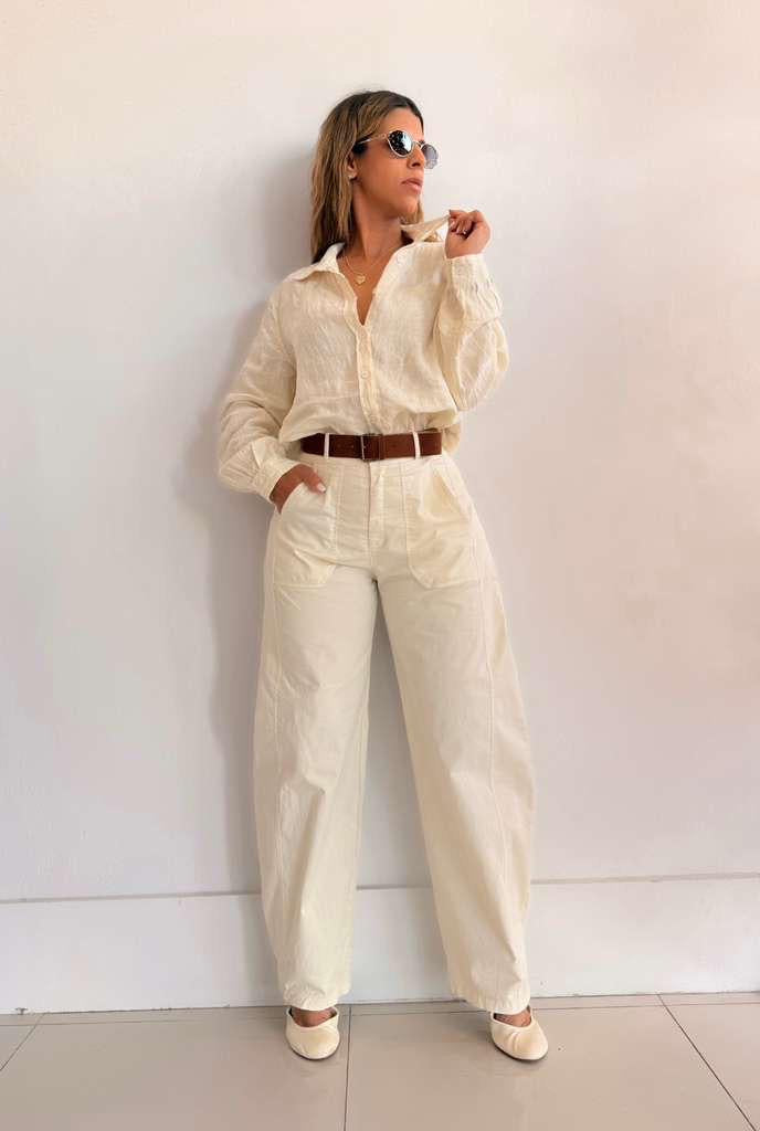 Italian Beige High-Waisted Pants