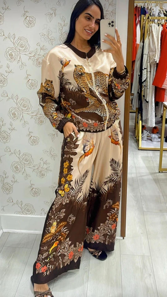 Italian Satin Travel Set Brown