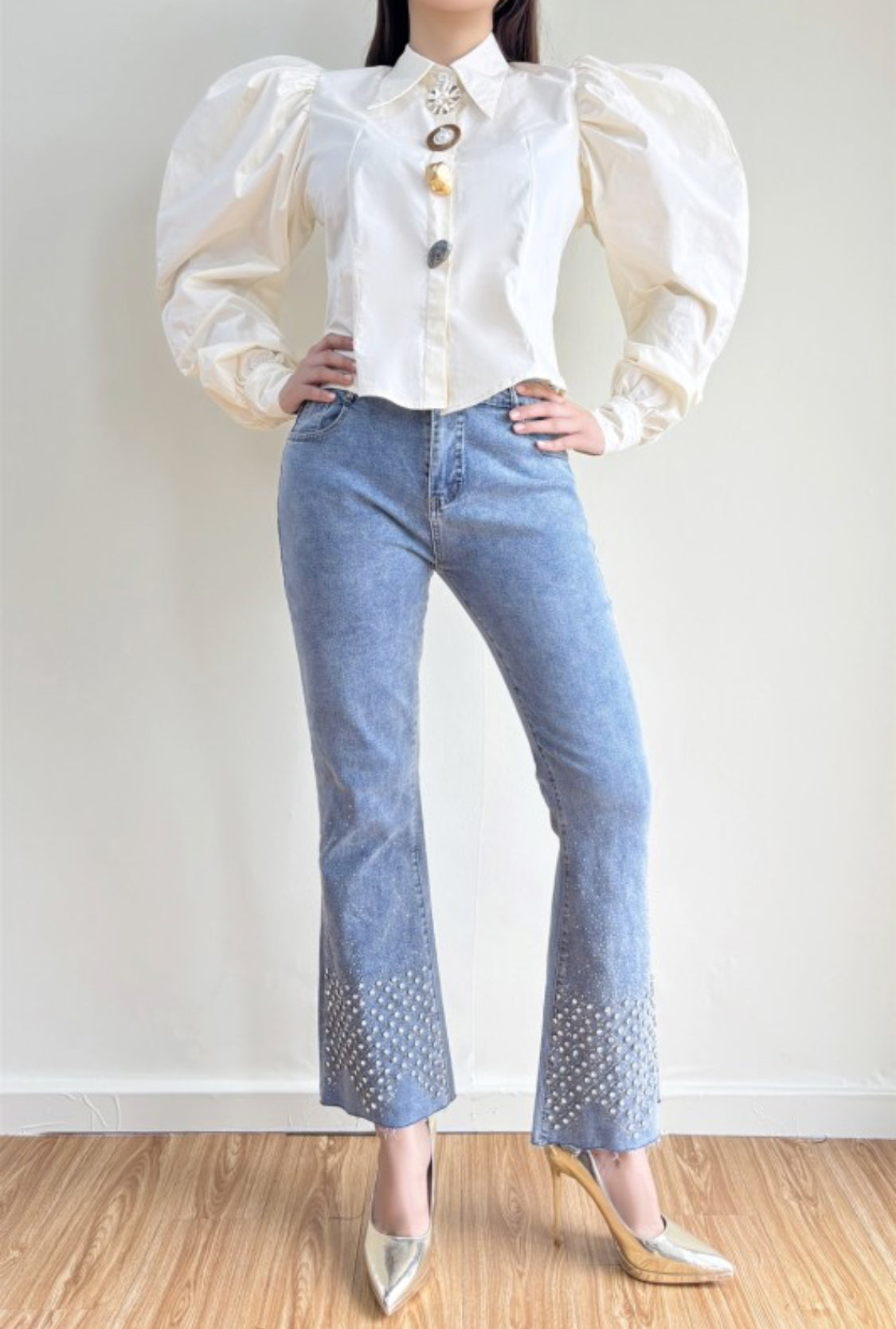 Flared Jean With Rhinestones