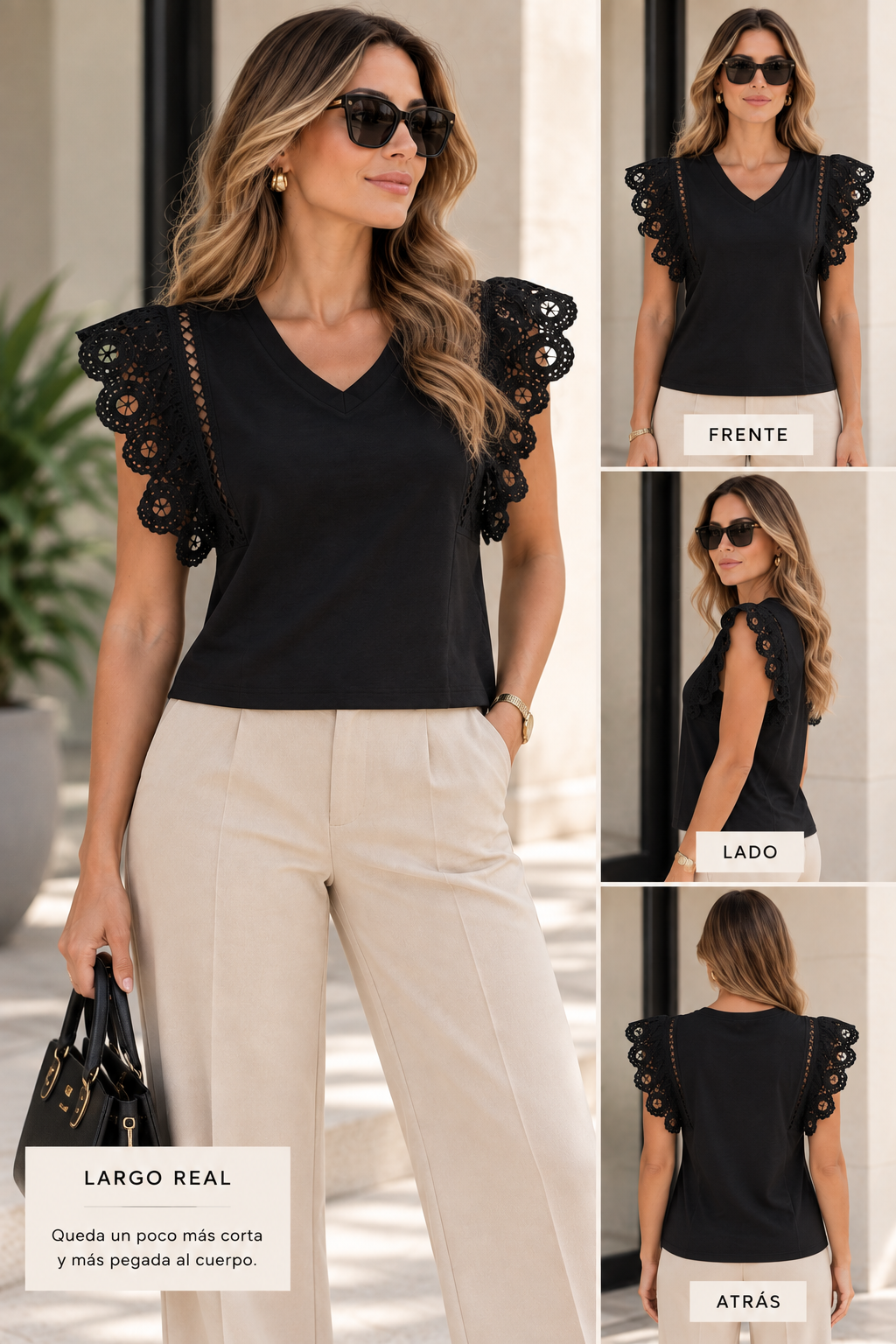 Blouse with ruffled lace sleeves