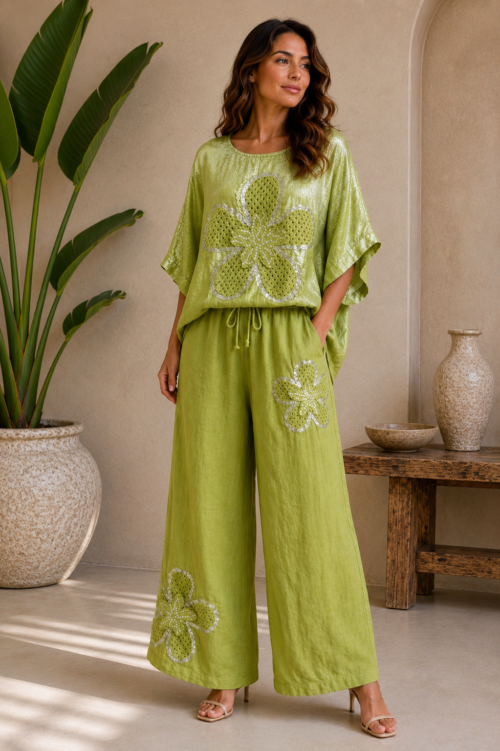 Lime Blossom Italian Linen Set