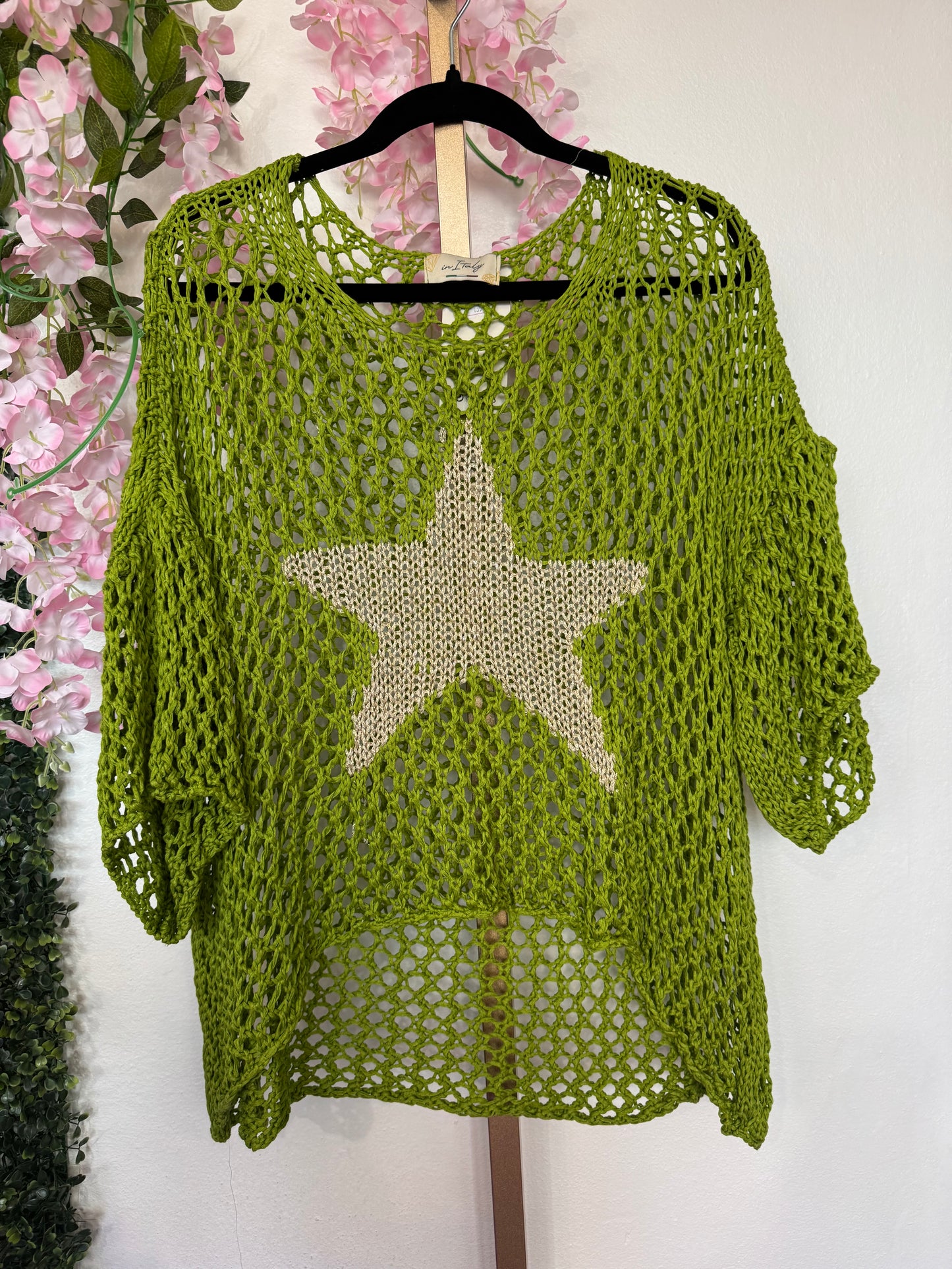 Italian Gold Star Mesh Dusty Green