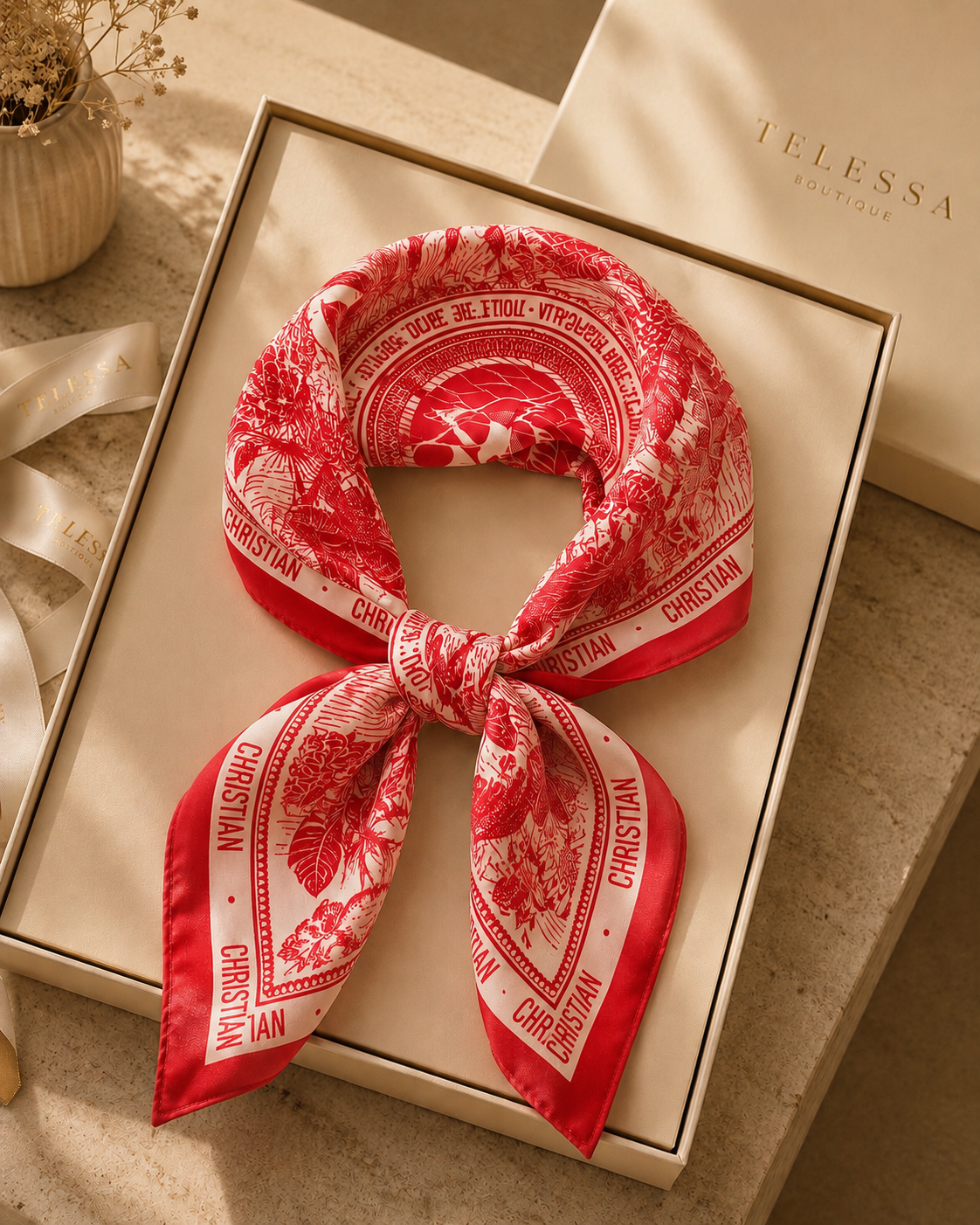 Elegant Red Signature Scarf