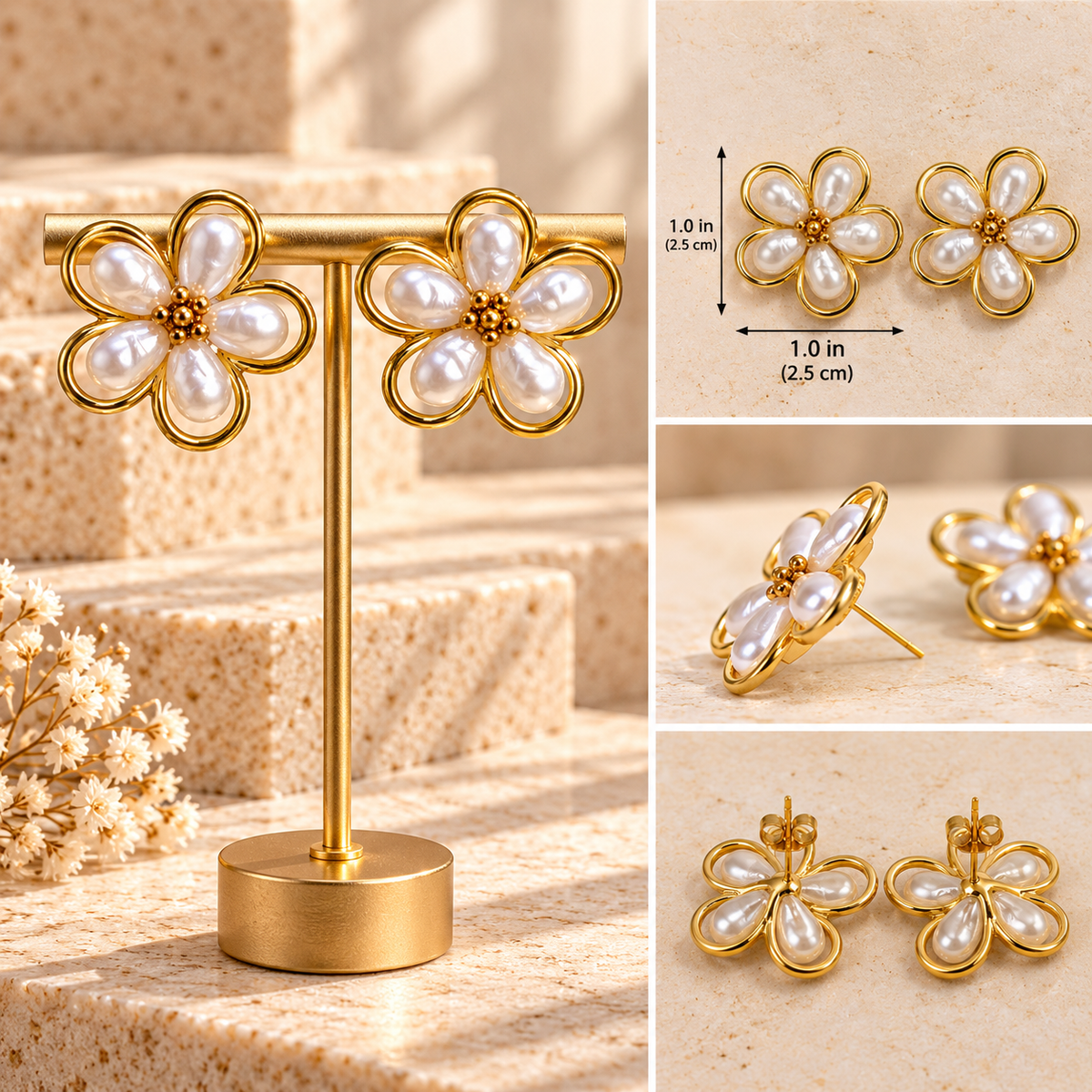 Pearl Blossom Statement Earrings