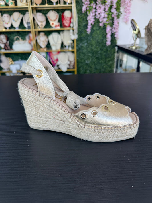 Espadrille Gold Leather Upper Fabiolas