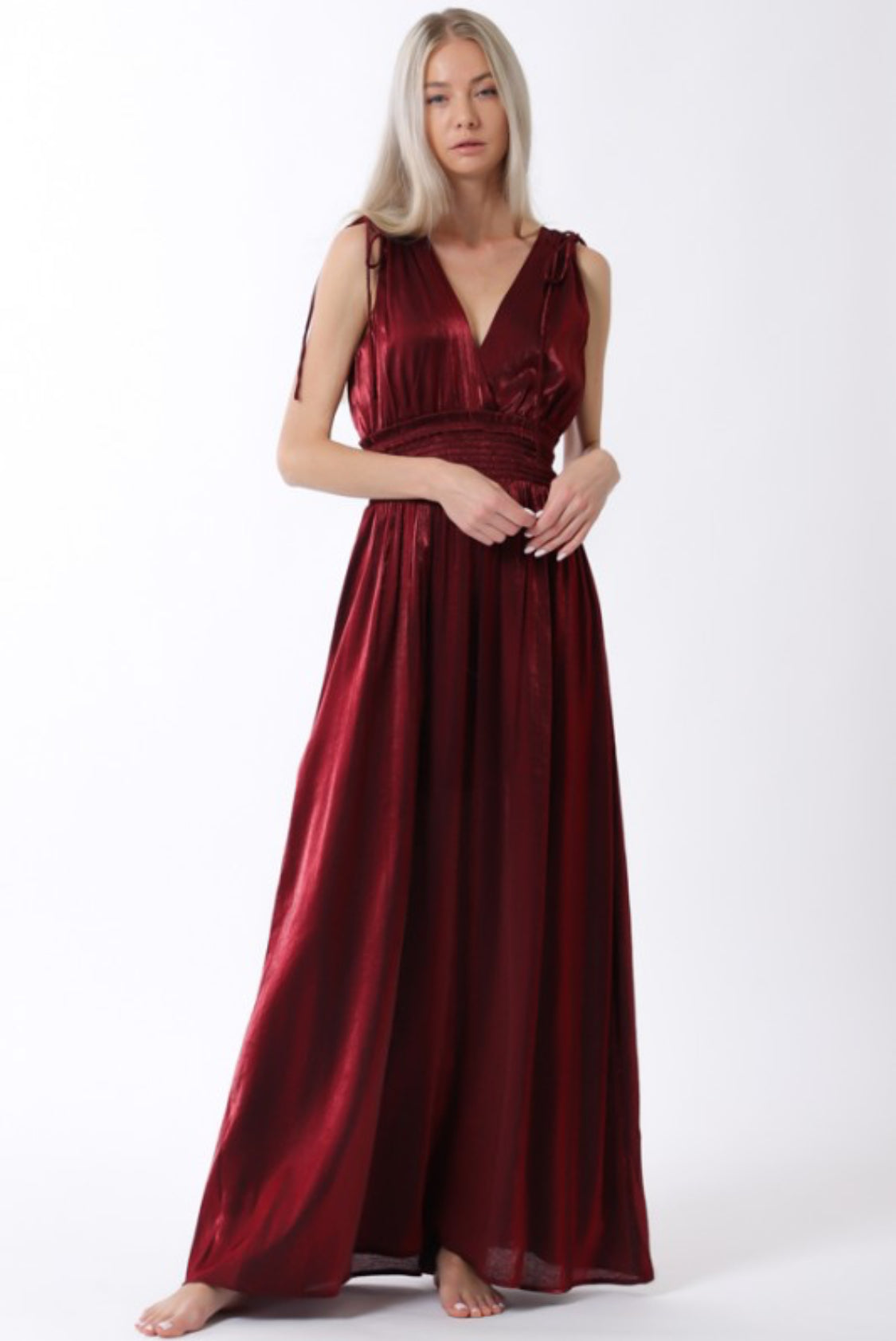 Sleeveless Tie Shoulder Straps Maxi Dress