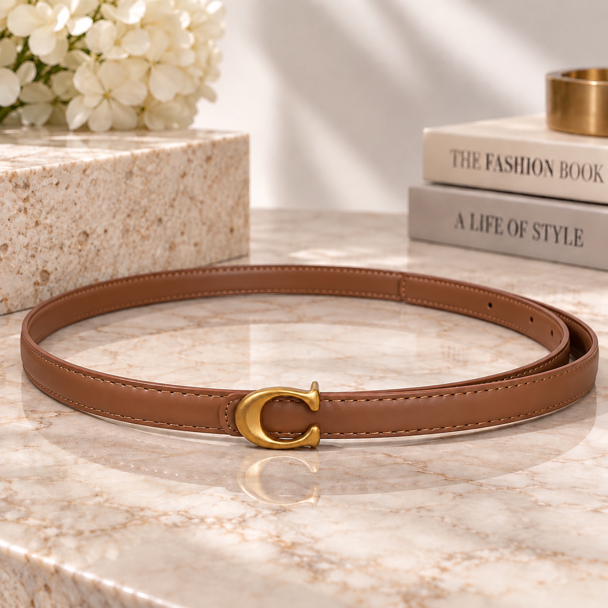 C-Inspired Classic Belt Camel
