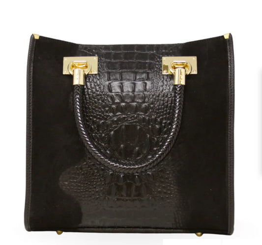 GENUINE ITALIAN LEATHER PORTFOLIO BAG BLACK