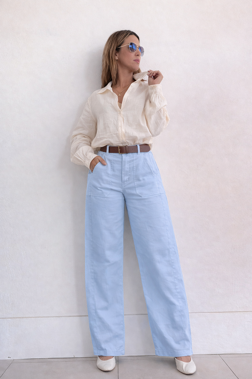 Italian Blue High-Waisted Pants