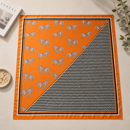 Orange Horse Satin Scarf