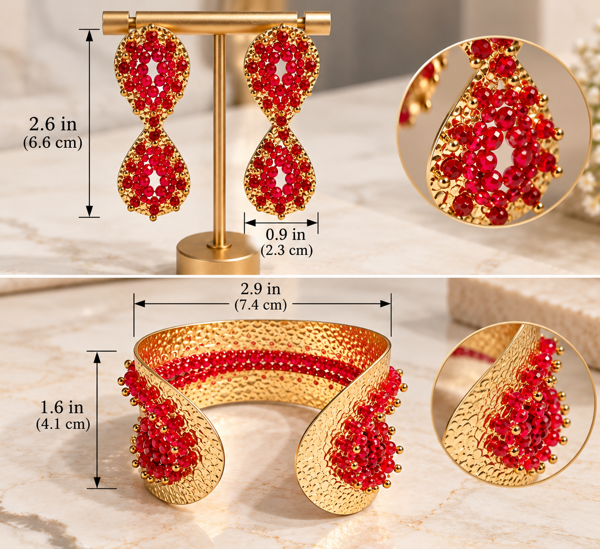 Ruby Red Crystal Statement Earrings