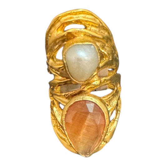Turkish Ring with Stone and Pearl