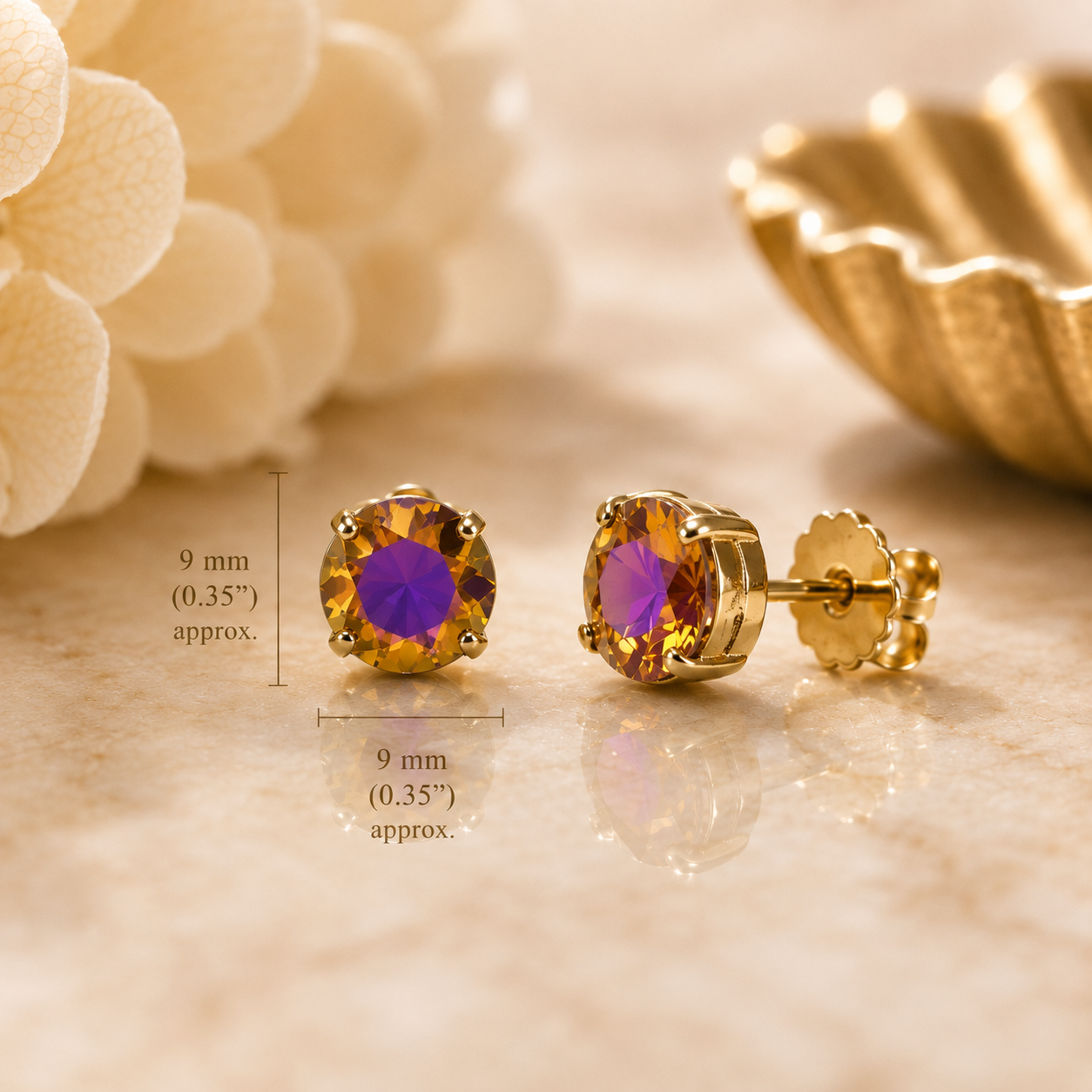 TOVA Chrisley Volcano Gold Swarovski Crystal Stud Earrings