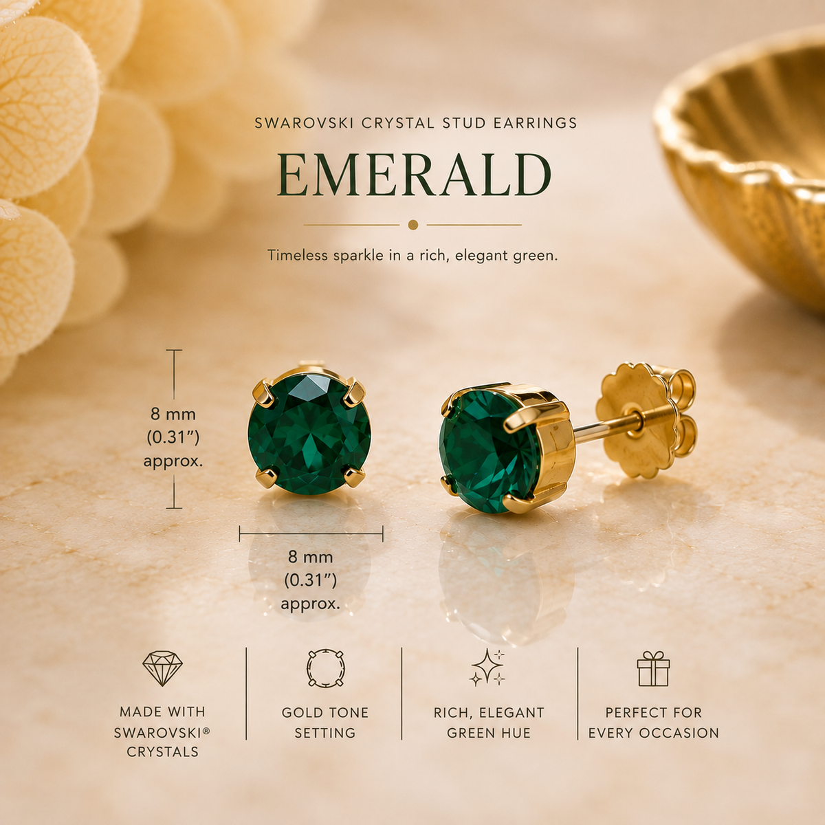 TOVA Oakland Studs in All the Colors Emerald
