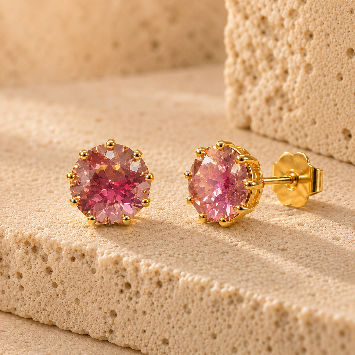 TOVA Chrisley Studs in Rose Champagne