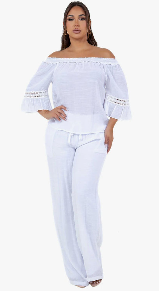 Mojito Drawstring Waist Pants White