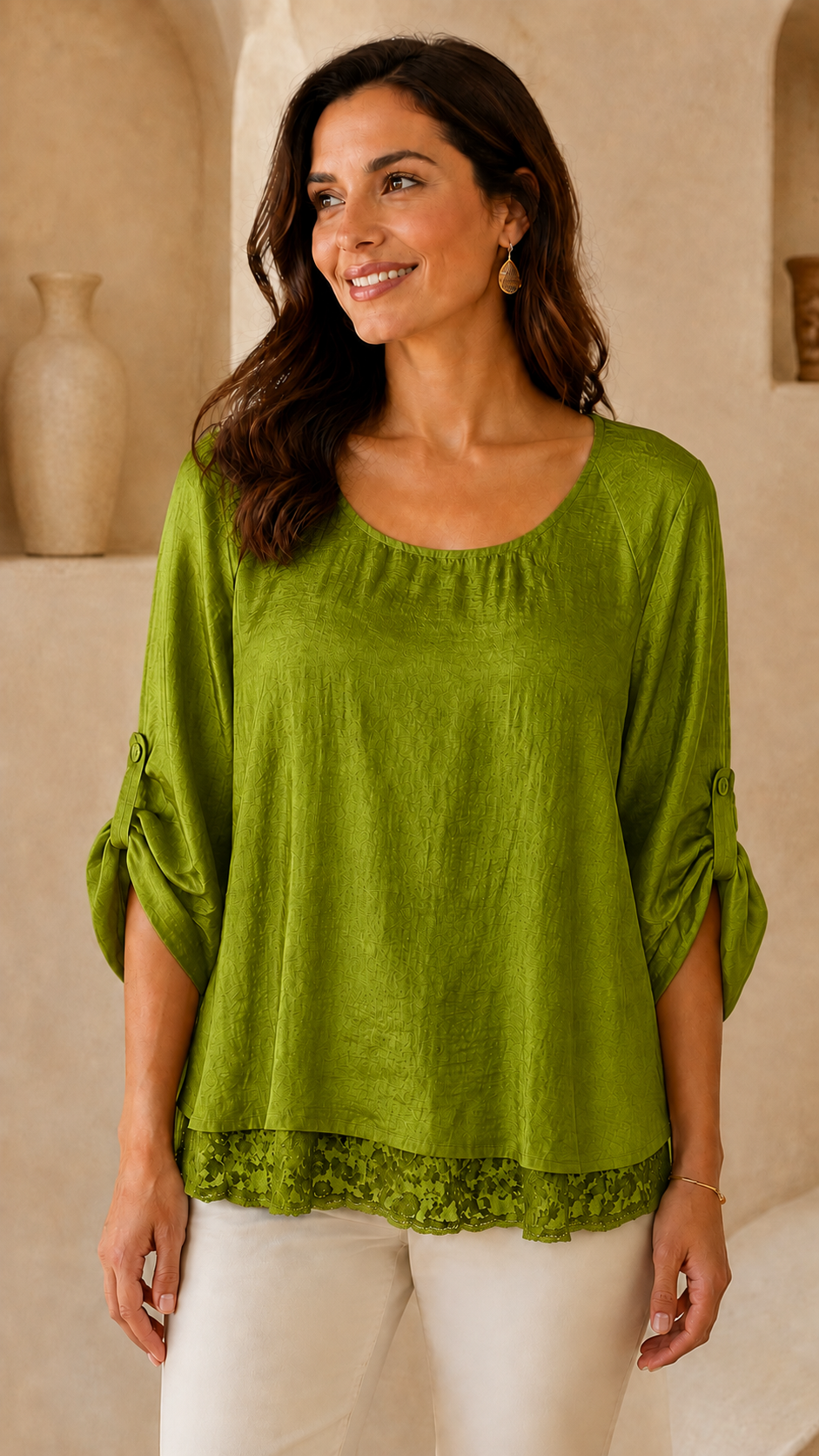 Green Italian Boho Lace Set