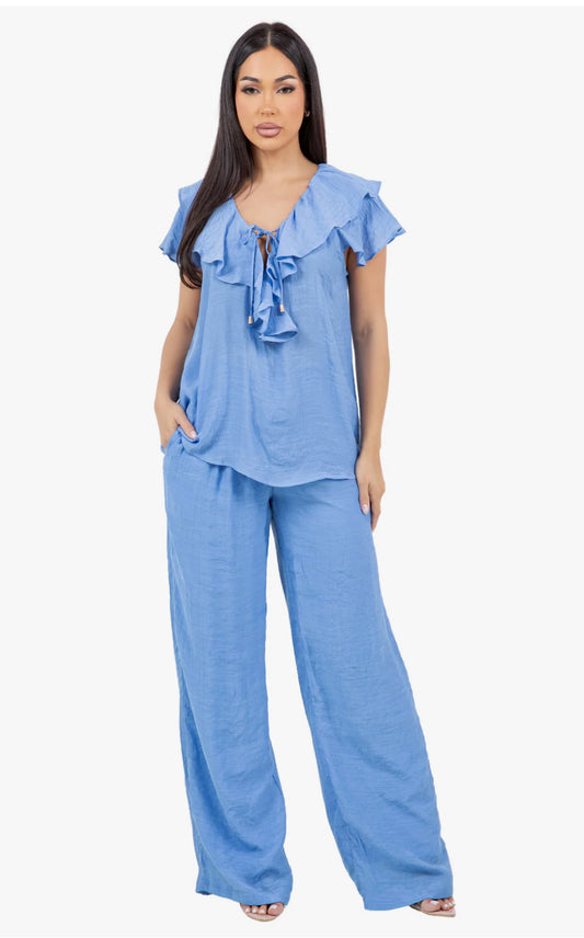 Mojito Ladies Shirt With Ruffle Collar and Sleeve