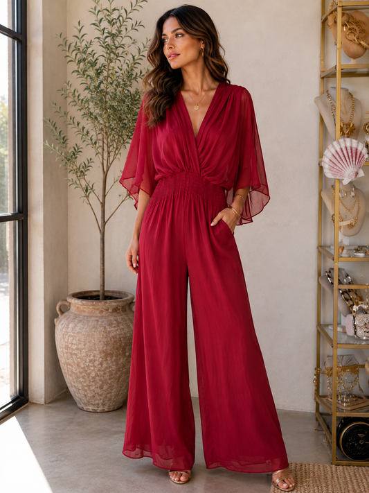 Italian Wine Wide-Leg Jumpsuit