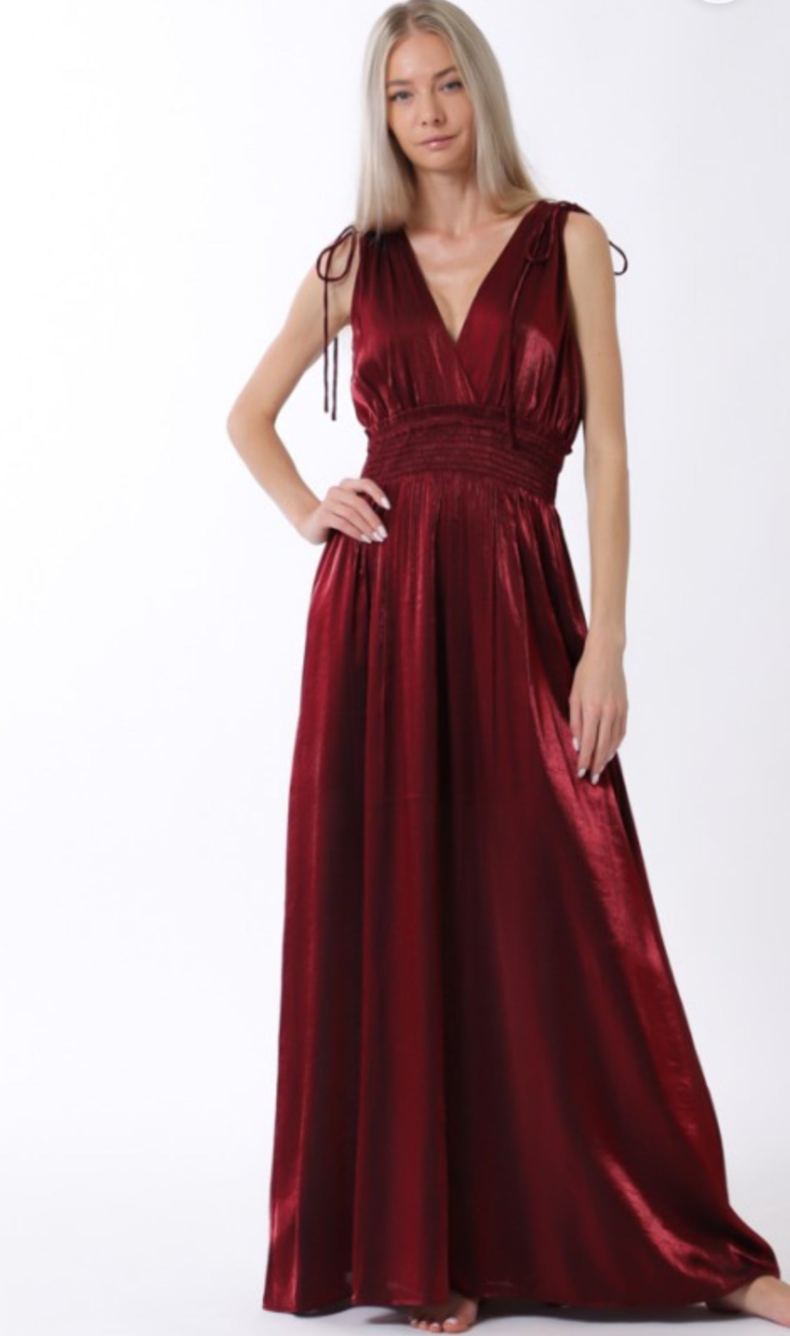 Sleeveless Tie Shoulder Straps Maxi Dress