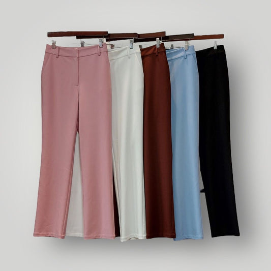 Solid Straight Leg Pants Brown Ovi